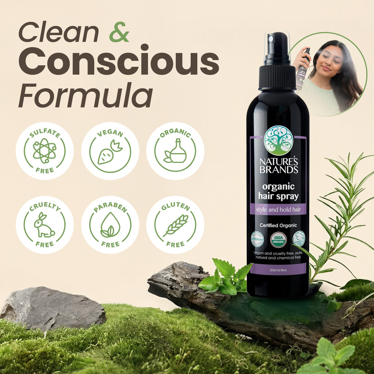 Hair Spray Organic by Herbal Choice Mari- No Toxic Synthetic Chemicals