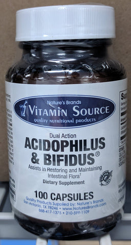 Vitamin Source Dual Action Acidophilus And Bifidus 100 Capsules