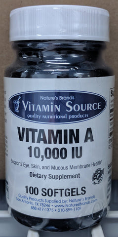 Vitamin Source Vitamin A 10,000 IU 100 Softgels