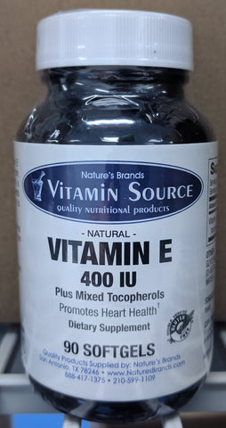 Vitamin Source Natural Vitamin E 400 IU Mixed Tocopherols 90 Softgels