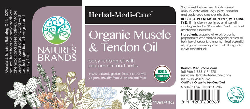Herbal-Medi-Care Organic Muscle And Tendon (Inflammation And Soreness Relief) Oil; 4floz - Herbal-Medi-Care Organic Muscle And Tendon (Inflammation And Soreness Relief) Oil; 4floz - Herbal-Medi-Care Organic Muscle And Tendon (Inflammation And Soreness Relief) Oil; 4floz