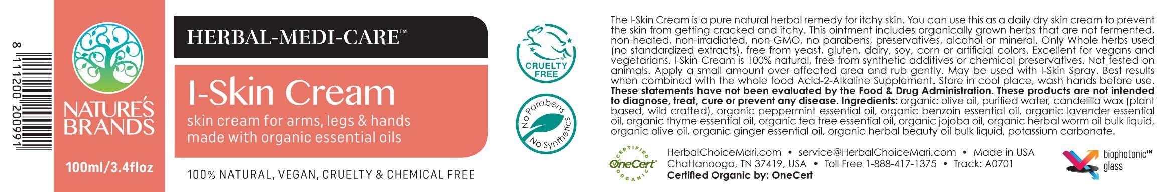 Herbal-Medi-Care Natural I-Skin (Itchy) Cream; 3.4floz