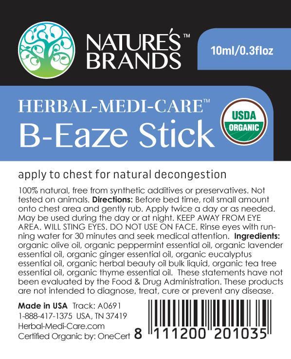 Herbal-Medi-Care Organic B-Eaze (Chest Congestion) Stick; 0.3floz - Herbal-Medi-Care Organic B-Eaze (Chest Congestion) Stick; 0.3floz - Herbal-Medi-Care Organic B-Eaze (Chest Congestion) Stick; 0.3floz