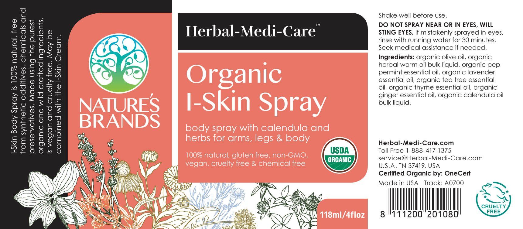 Herbal-Medi-Care Organic I-Skin (Itchy) Spray; 4floz