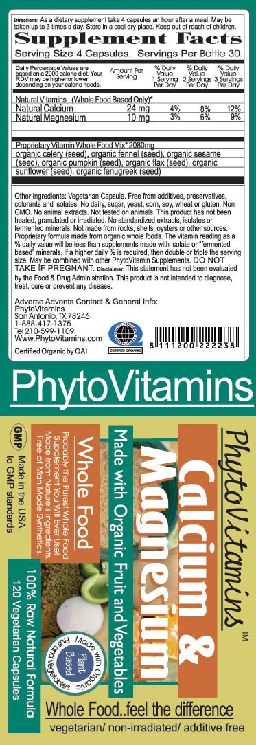 PhytoVitamins Whole Food Calcium And Magnesium Vegetarian Capsules; 120-Count, Made with Organic - PhytoVitamins Whole Food Calcium And Magnesium Vegetarian Capsules; 120-Count, Made with Organic - PhytoVitamins Whole Food Calcium And Magnesium Vegetarian Capsules; 120-Count, Made with Organic