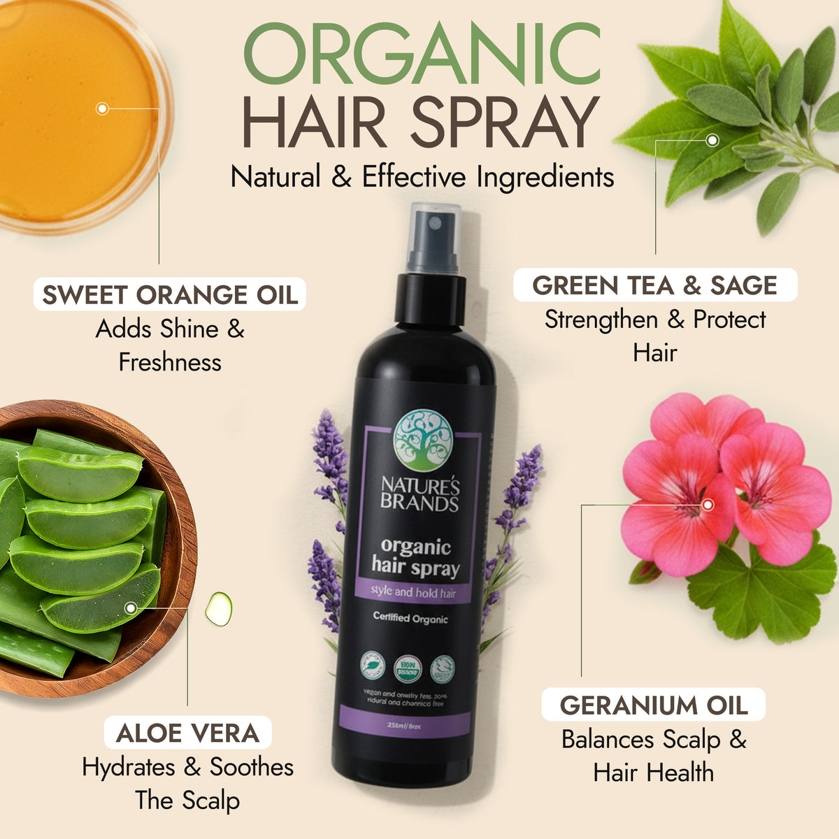 Hair Spray Organic by Herbal Choice Mari- No Toxic Synthetic Chemicals