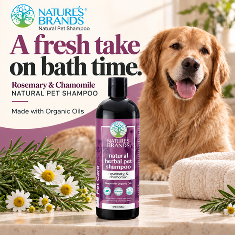 Nature's Brands Rosemary and Chamomile Pet Shampoo, SLS-Free - Made with Organic