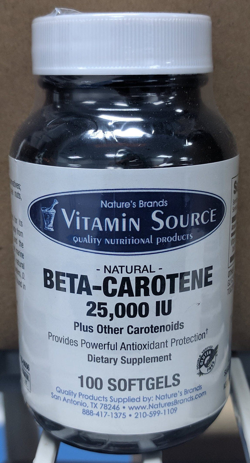 Vitamin Source Natural Beta Carotene 25,000 IU 100 Softgels - Vitamin Source Natural Beta Carotene 25,000 IU 100 Softgels - Vitamin Source Natural Beta Carotene 25,000 IU 100 Softgels