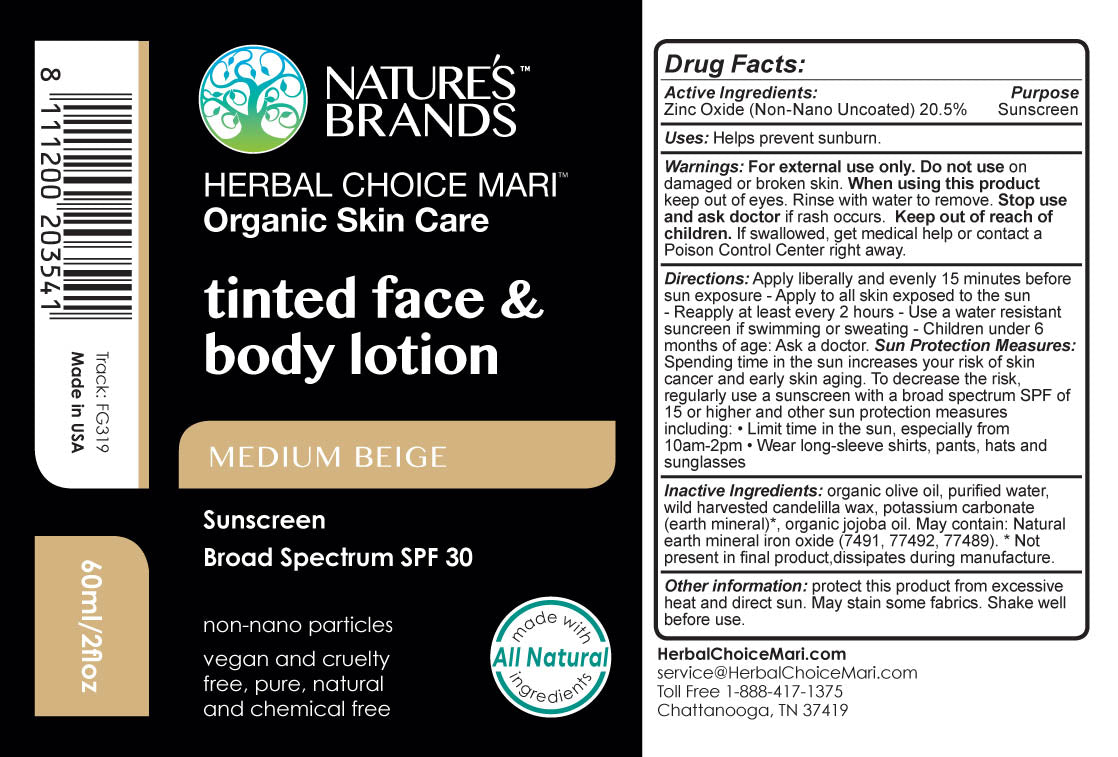 Herbal Choice Mari Natural SPF 30 Tinted Face And Body Lotion