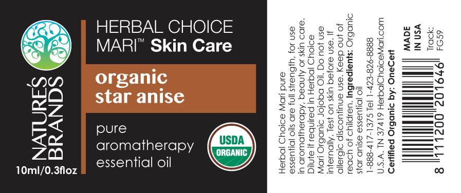Herbal Choice Mari Organic Star Anise Essential Oil; 0.3floz Glass