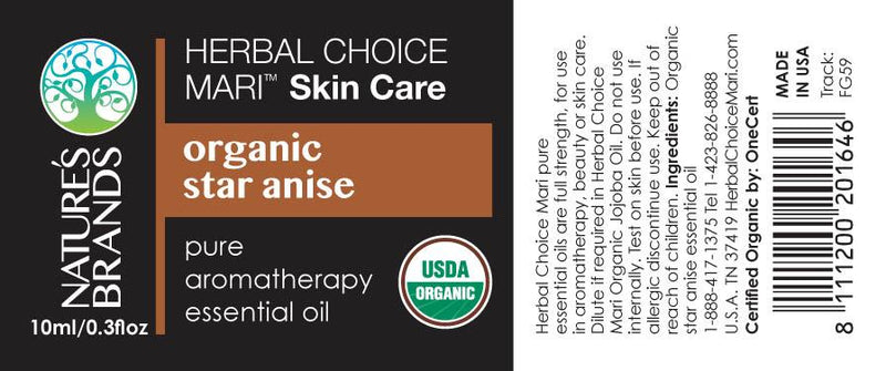 Herbal Choice Mari Organic Star Anise Essential Oil; 0.3floz Glass - Herbal Choice Mari Organic Star Anise Essential Oil; 0.3floz Glass - Herbal Choice Mari Organic Star Anise Essential Oil; 0.3floz Glass