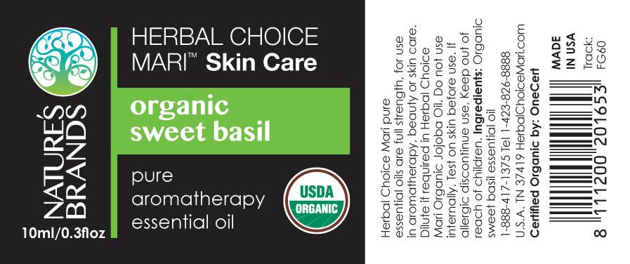 Herbal Choice Mari Organic Sweet Basil Essential Oil; 0.3floz Glass