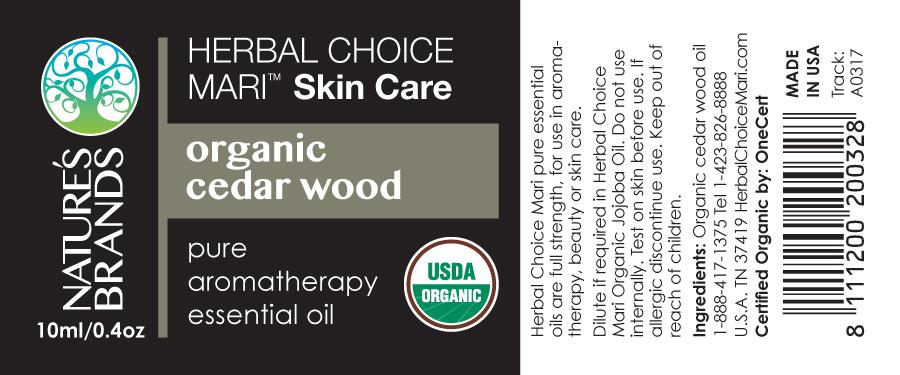 Herbal Choice Mari Organic Cedar Wood Essential Oil; 0.3floz Glass