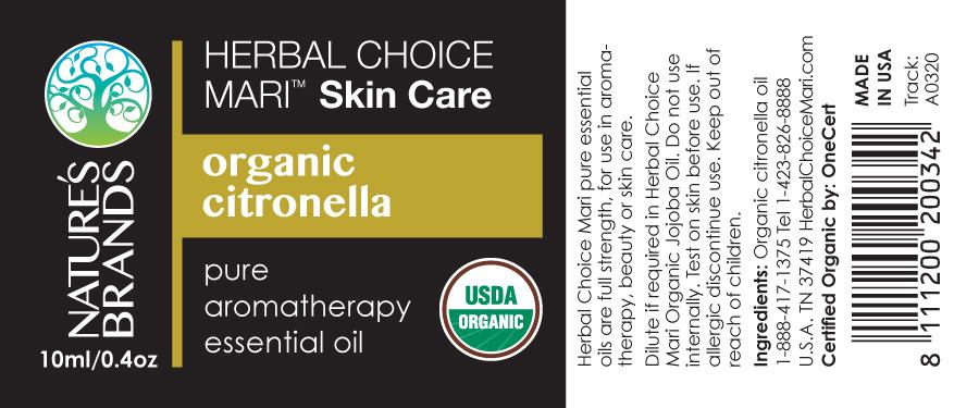 Herbal Choice Mari Organic Citronella Essential Oil; 0.3floz Glass