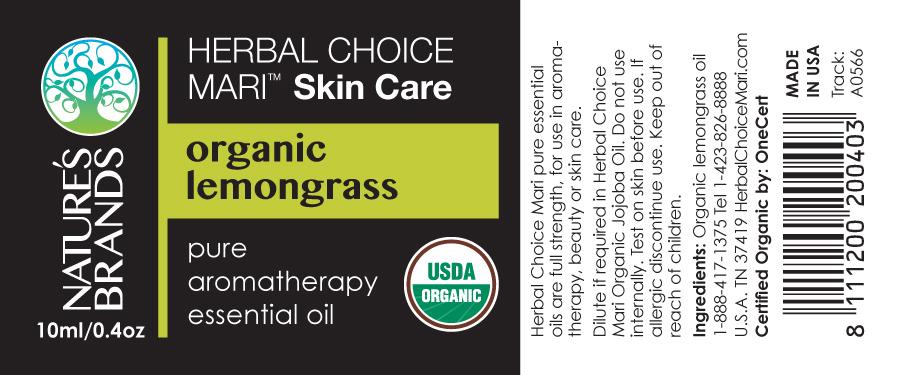 Herbal Choice Mari Organic Lemongrass Essential Oil; 0.3floz Glass