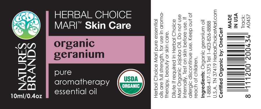Herbal Choice Mari Organic Geranium Rose Essential Oil; 0.3floz Glass
