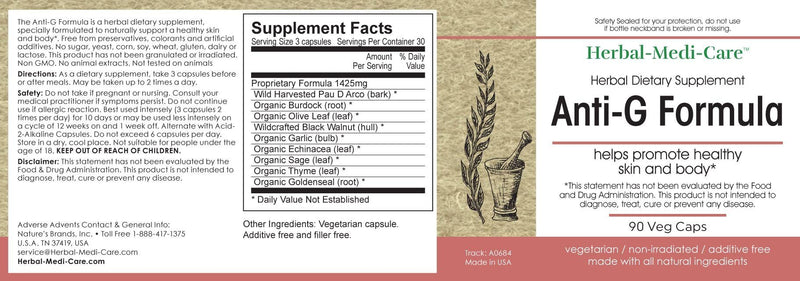 Herbal-Medi-Care Whole Food Anti-G (Anti-Fungal) Vegetarian Capsules; 90-Count - Herbal-Medi-Care Whole Food Anti-G (Anti-Fungal) Vegetarian Capsules; 90-Count - Herbal-Medi-Care Whole Food Anti-G (Anti-Fungal) Vegetarian Capsules; 90-Count