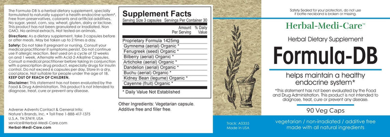 Herbal-Medi-Care Whole Food Formula-DB (Blood Sugar) Vegetarian Capsules; 90-Count - Herbal-Medi-Care Whole Food Formula-DB (Blood Sugar) Vegetarian Capsules; 90-Count - Herbal-Medi-Care Whole Food Formula-DB (Blood Sugar) Vegetarian Capsules; 90-Count