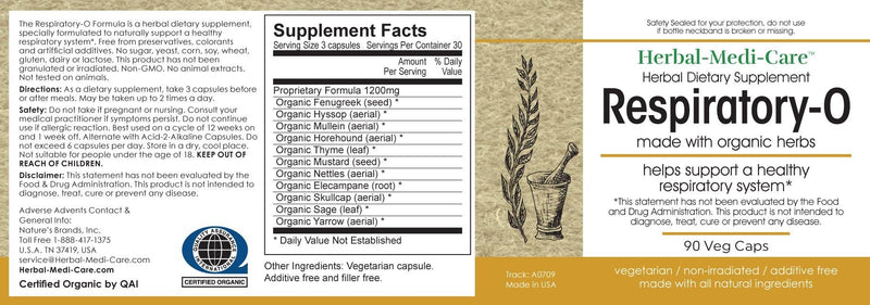 Herbal-Medi-Care Whole Food Respiratory-O (Lung) Vegetarian Capsules; 90-Count, Made with Organic - Herbal-Medi-Care Whole Food Respiratory-O (Lung) Vegetarian Capsules; 90-Count, Made with Organic - Herbal-Medi-Care Whole Food Respiratory-O (Lung) Vegetarian Capsules; 90-Count, Made with Organic