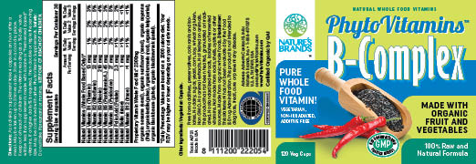 PhytoVitamins Whole Food B-Complex Vegetarian Capsules; 120-Count, Made with Organic