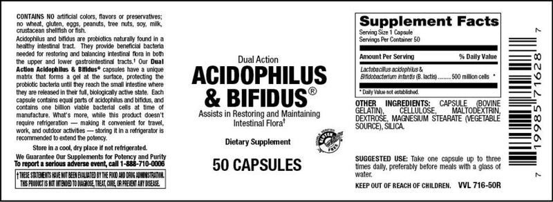 Vitamin Source Dual Action Acidophilus And Bifidus 100 Capsules - Vitamin Source Dual Action Acidophilus And Bifidus 100 Capsules - Vitamin Source Dual Action Acidophilus And Bifidus 100 Capsules