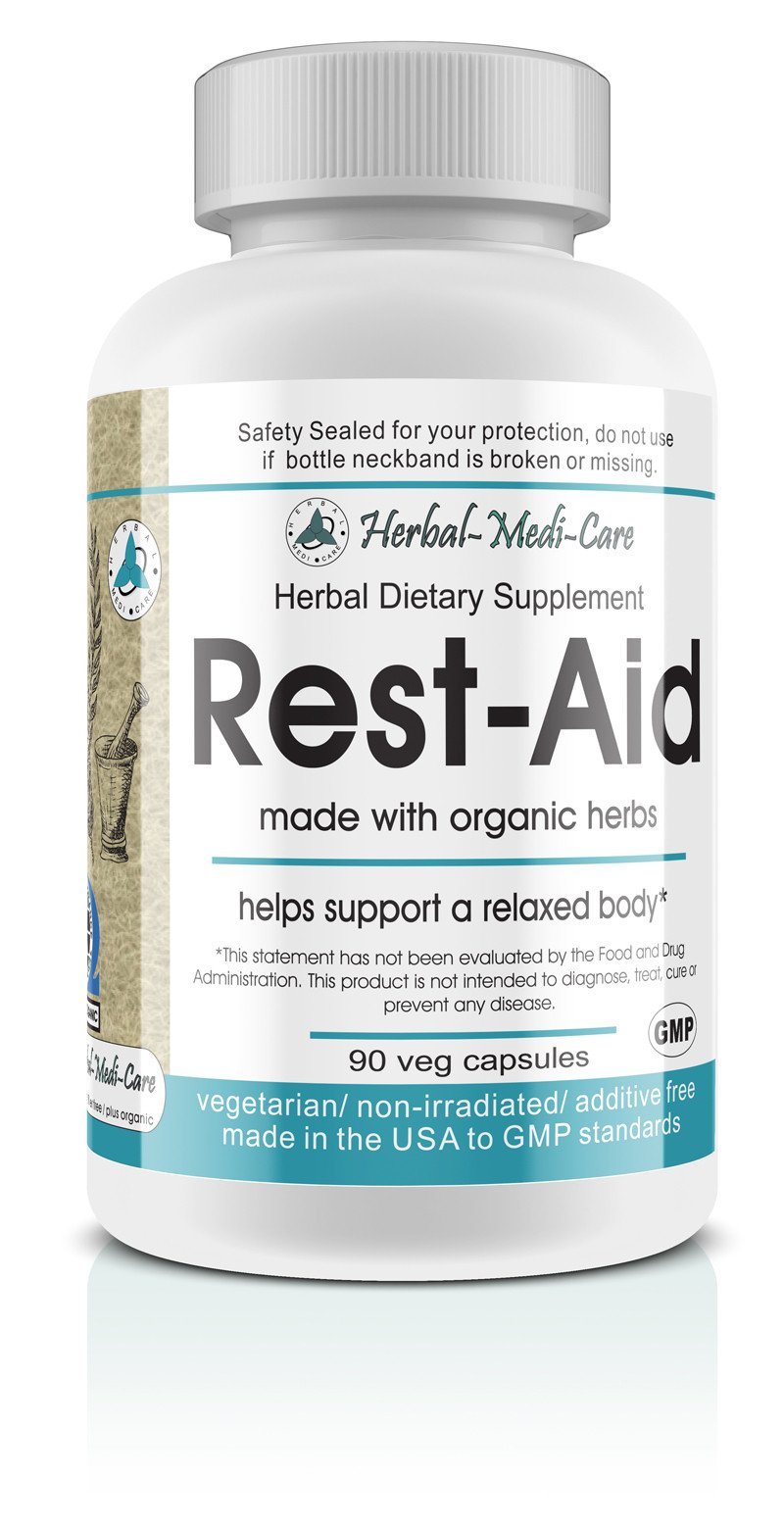Herbal-Medi-Care Whole Food Rest-Aid (Stress And Sleep) Vegetarian Capsules; 90-Count, Made with Organic - Herbal-Medi-Care Whole Food Rest-Aid (Stress And Sleep) Vegetarian Capsules; 90-Count, Made with Organic - Herbal-Medi-Care Whole Food Rest-Aid (Stress And Sleep) Vegetarian Capsules; 90-Count, Made with Organic
