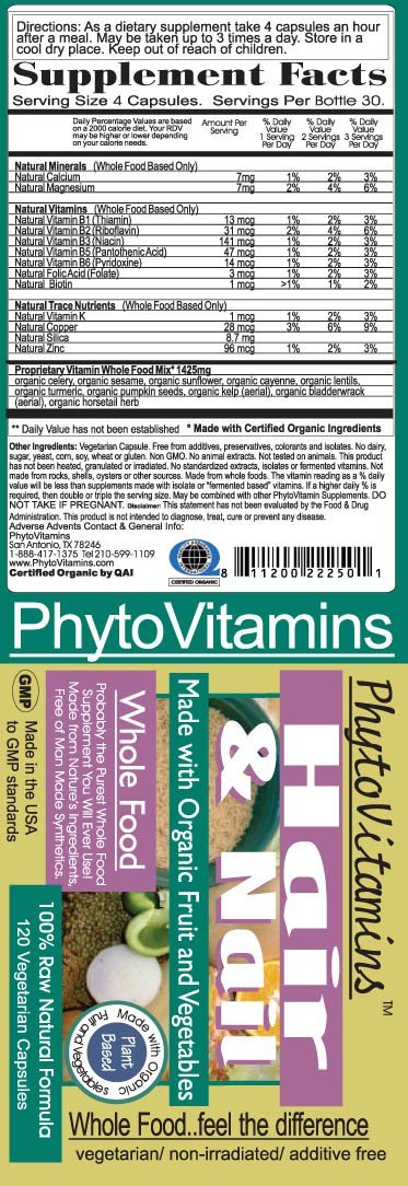 PhytoVitamins Whole Food Hair And Nail Vegetarian Capsules; 120-Count, Made with Organic - PhytoVitamins Whole Food Hair And Nail Vegetarian Capsules; 120-Count, Made with Organic - PhytoVitamins Whole Food Hair And Nail Vegetarian Capsules; 120-Count, Made with Organic