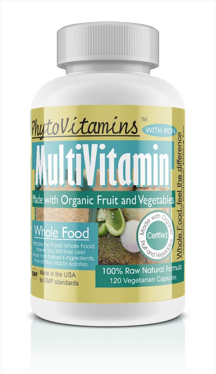 Phyto Vitamins Whole Food Multivitamins with  Iron Vegetarian Capsules; 120-Count, Made with Organic - Phyto Vitamins Whole Food Multivitamins with  Iron Vegetarian Capsules; 120-Count, Made with Organic - MultiVitamin with Iron 